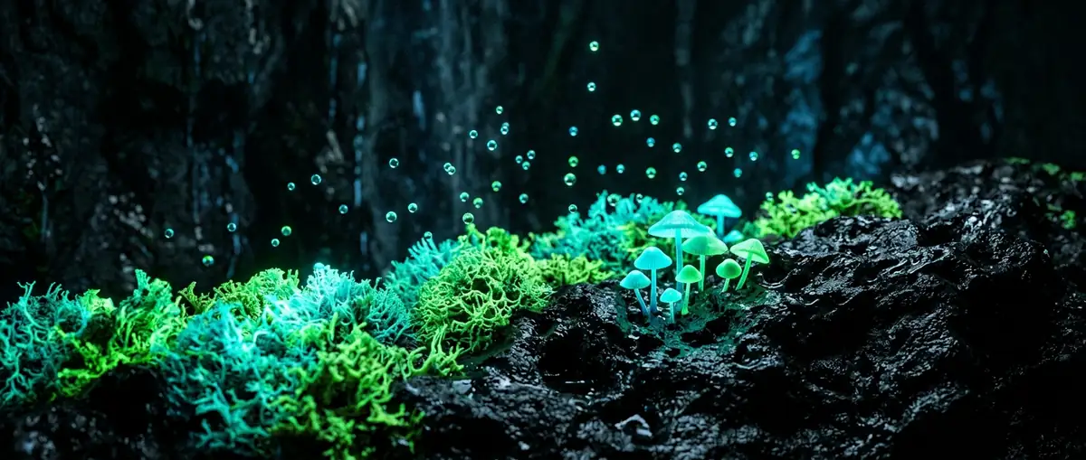 Glowing flora in the subterranean forest